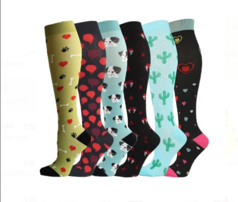 Printed Long Tube Sports Compression Stockings