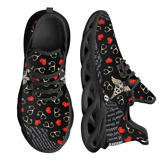 Medical Stethoscope Red Heart Printed Shoes