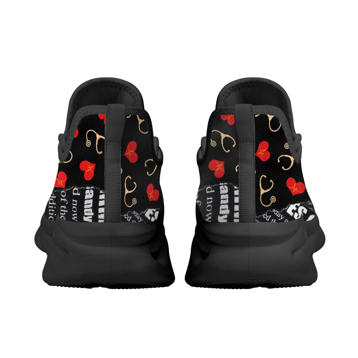 Medical Stethoscope Red Heart Print Platform Shoes
